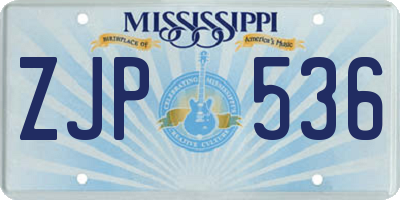 MS license plate ZJP536