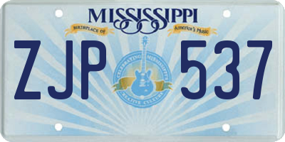 MS license plate ZJP537