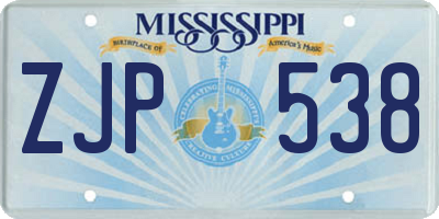 MS license plate ZJP538