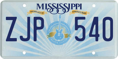 MS license plate ZJP540