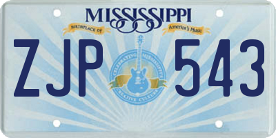 MS license plate ZJP543