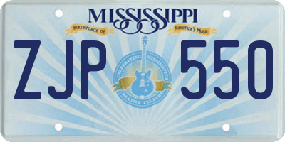 MS license plate ZJP550