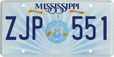 MS license plate ZJP551