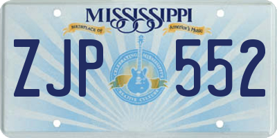 MS license plate ZJP552