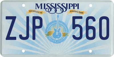 MS license plate ZJP560