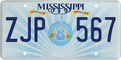 MS license plate ZJP567