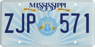MS license plate ZJP571
