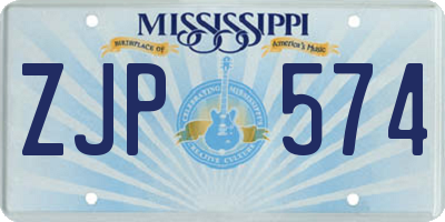 MS license plate ZJP574