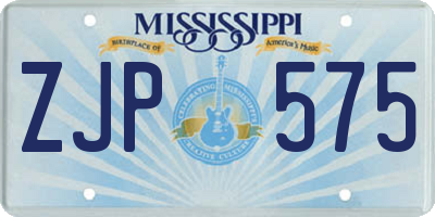 MS license plate ZJP575