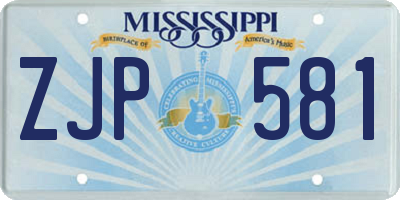 MS license plate ZJP581
