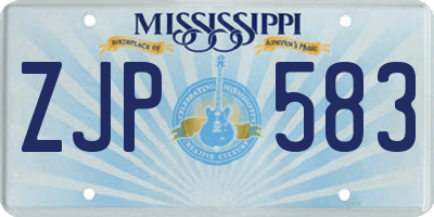 MS license plate ZJP583