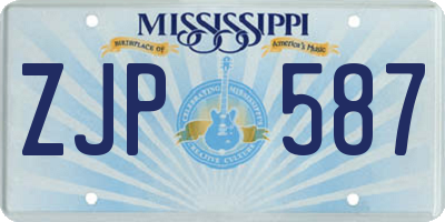 MS license plate ZJP587