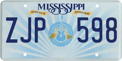 MS license plate ZJP598