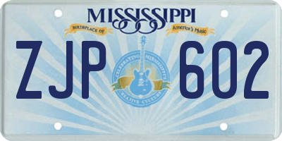 MS license plate ZJP602
