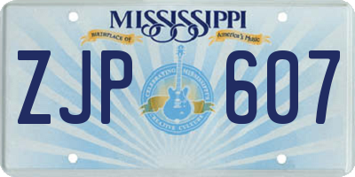 MS license plate ZJP607