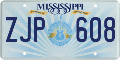 MS license plate ZJP608