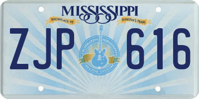 MS license plate ZJP616