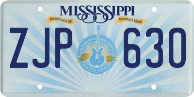 MS license plate ZJP630