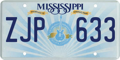 MS license plate ZJP633