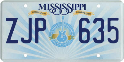 MS license plate ZJP635