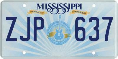 MS license plate ZJP637