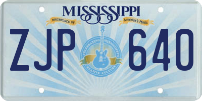 MS license plate ZJP640