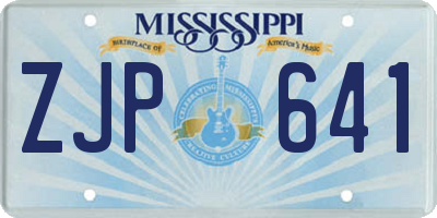 MS license plate ZJP641