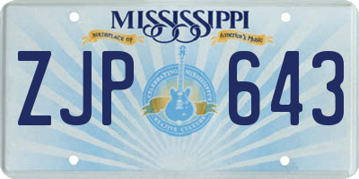 MS license plate ZJP643