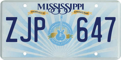 MS license plate ZJP647