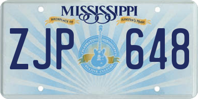 MS license plate ZJP648