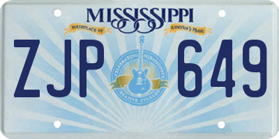 MS license plate ZJP649