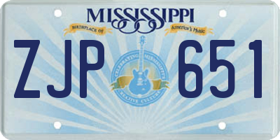 MS license plate ZJP651