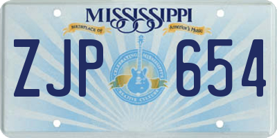 MS license plate ZJP654