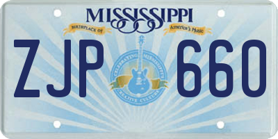 MS license plate ZJP660
