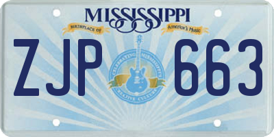 MS license plate ZJP663