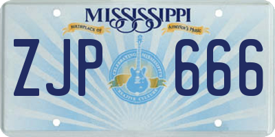 MS license plate ZJP666