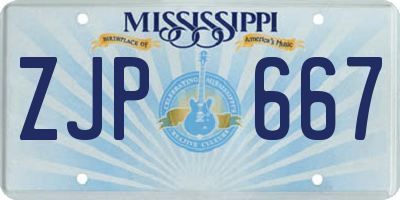 MS license plate ZJP667