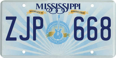 MS license plate ZJP668