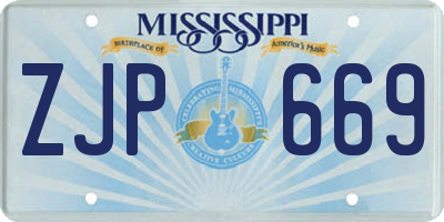 MS license plate ZJP669