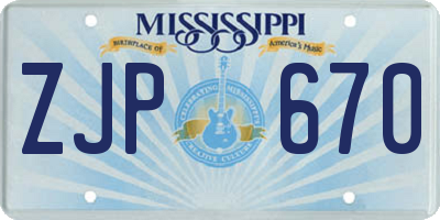 MS license plate ZJP670