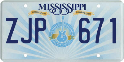 MS license plate ZJP671
