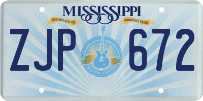MS license plate ZJP672