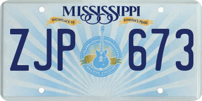 MS license plate ZJP673