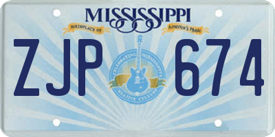 MS license plate ZJP674