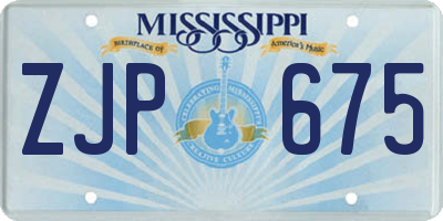 MS license plate ZJP675