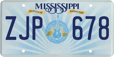 MS license plate ZJP678