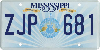 MS license plate ZJP681