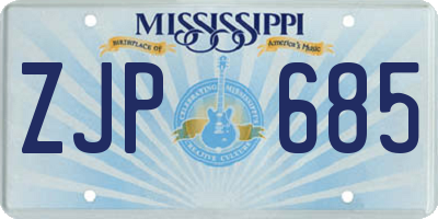 MS license plate ZJP685