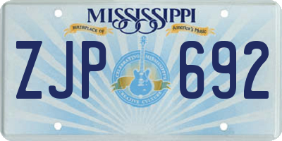 MS license plate ZJP692