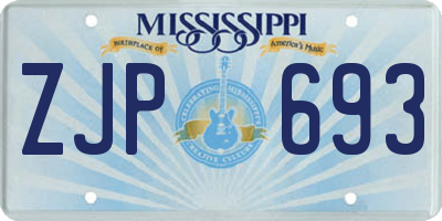 MS license plate ZJP693